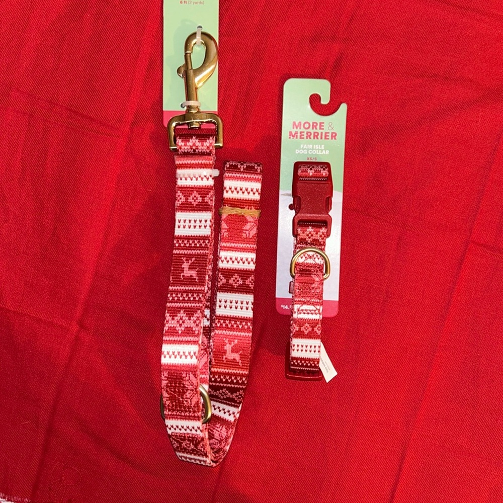 More & Merrier Fairisle Dog Collar (XS/S) and Matching Leash 6ft